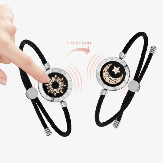 Sun & Moon Touch Bracelets (Milan Rope Edition — Black + Black)