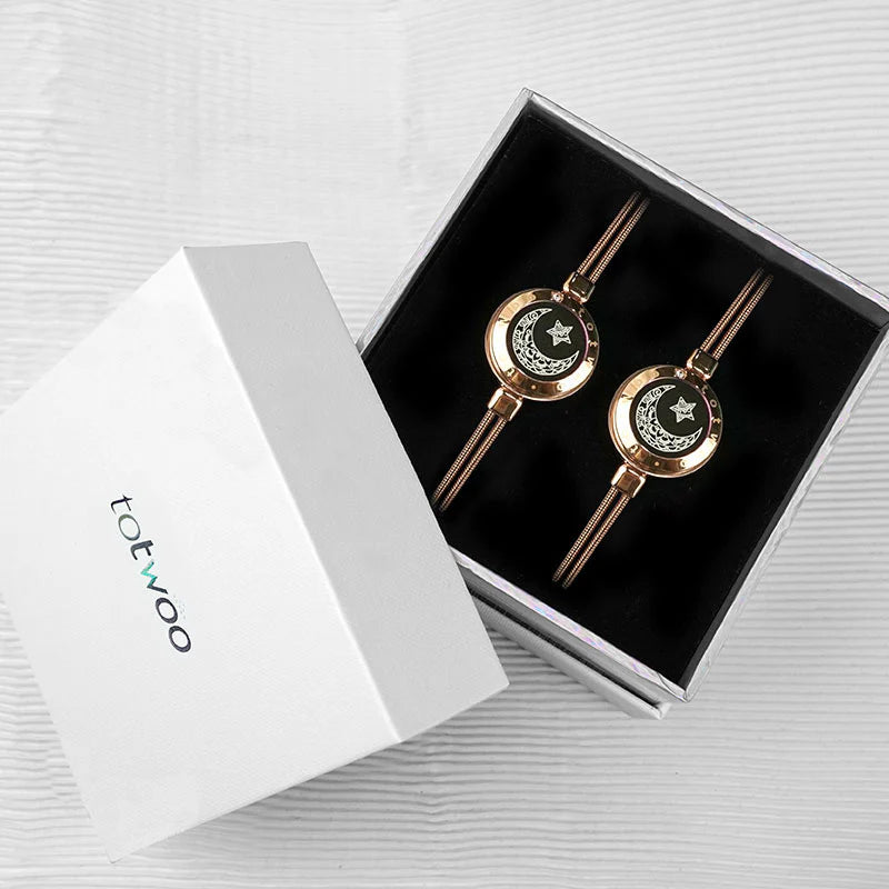 Moon & Star Touch Bracelets (Snake Chain Edition — Rose Gold + Rose Gold)