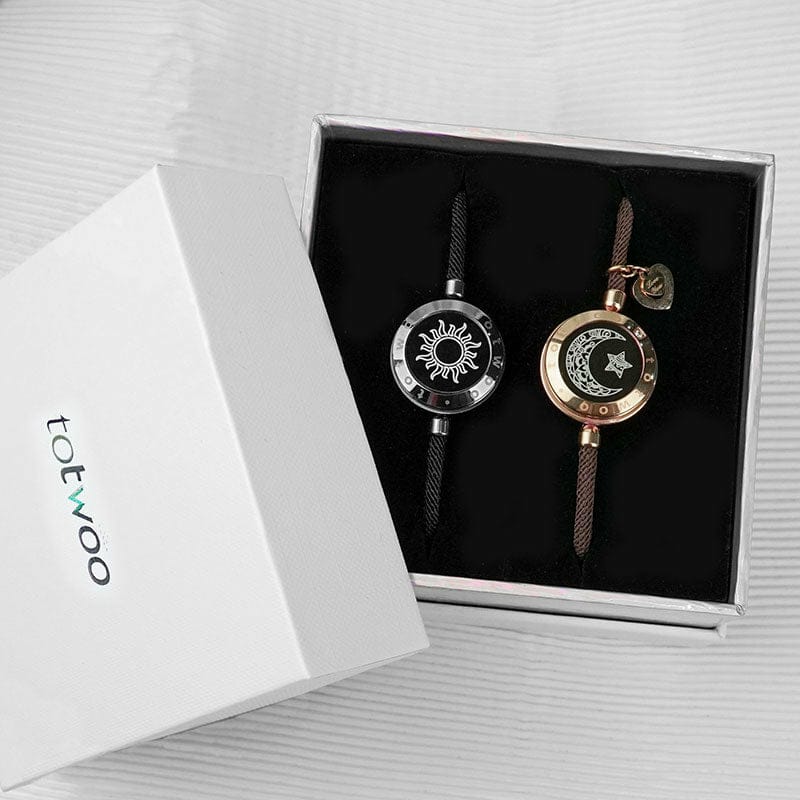Sun & Moon Touch Bracelets (Snake Chain Edition — Black + Silver)