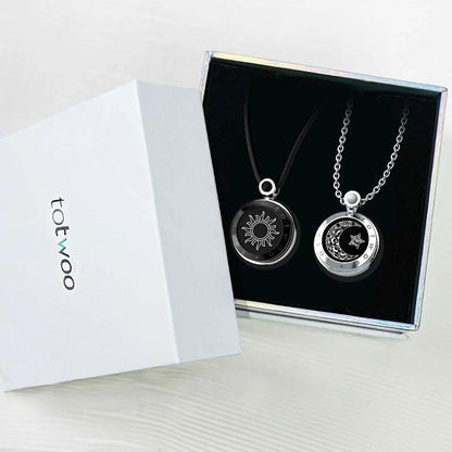 Sun & Moon Touch Necklaces  (Natural Agate Set for Two)