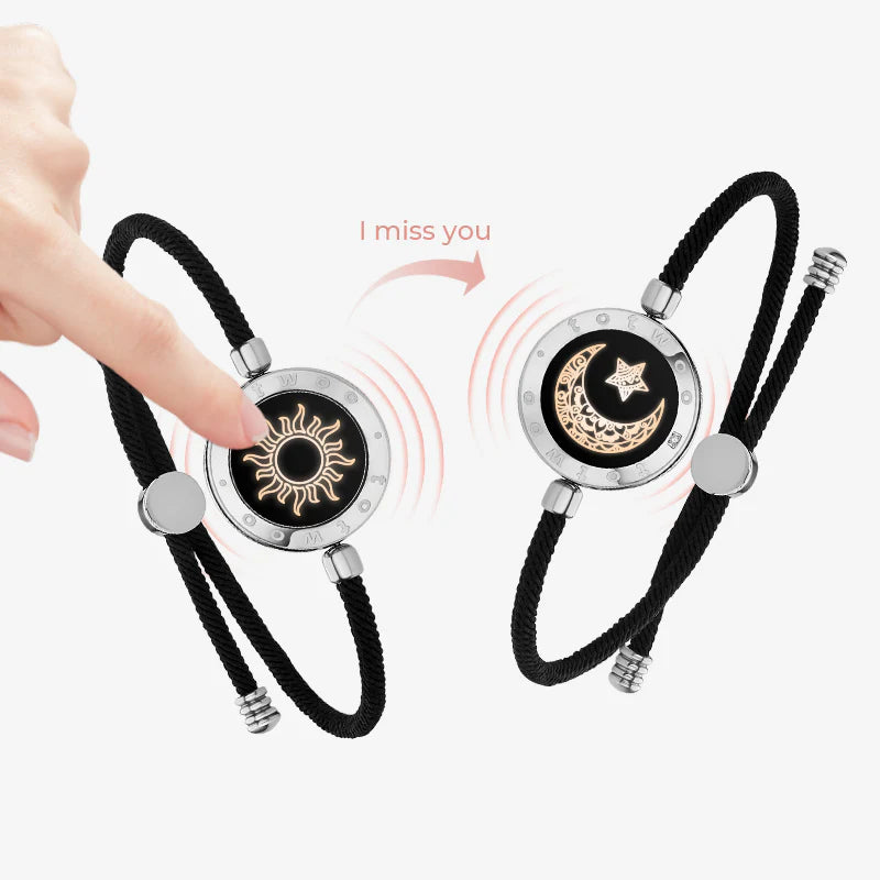 Sun & Moon Touch Bracelets  (Milan Rope Edition — Black + Black)