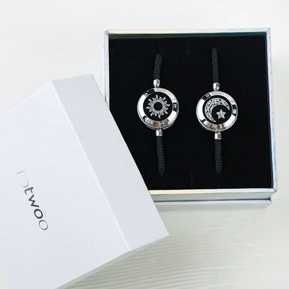 Sun & Moon Touch Bracelets  (Milan Rope Edition — Black + Black)