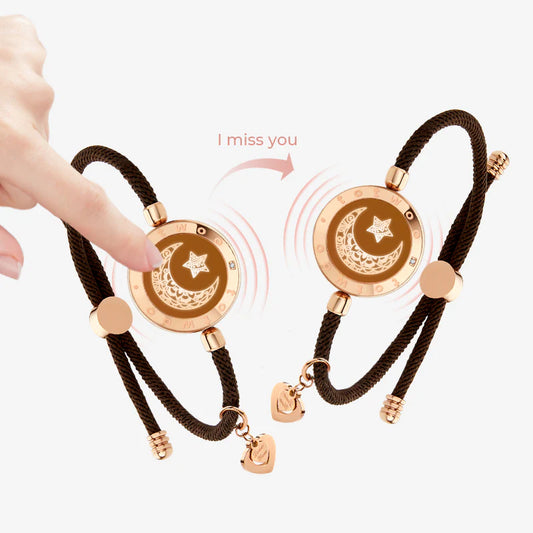 Moon & Star Touch Bracelets  (Milan Rope Edition — Brown + Brown)