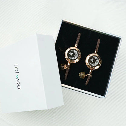 Moon & Star Touch Bracelets  (Milan Rope Edition — Brown + Brown)