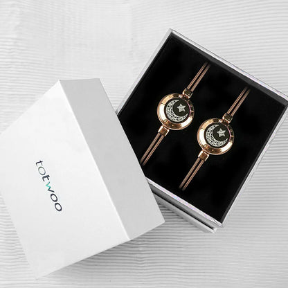 Moon & Star Touch Bracelets  (Snake Chain Edition — Rose Gold + Rose Gold)