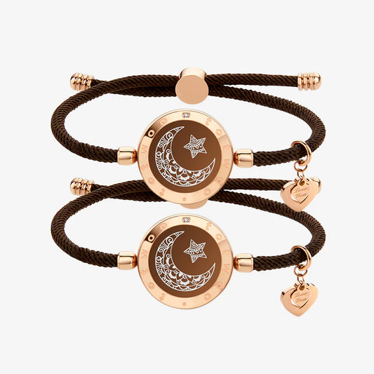 Moon & Star Touch Bracelets  (Milan Rope Edition — Brown + Brown)