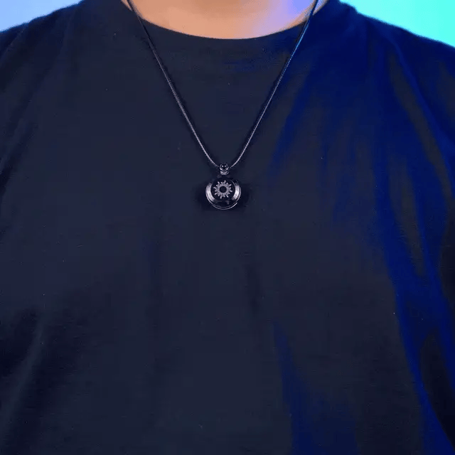 Sun & Moon Touch Necklaces  (Agate Edition — Black + Rose Gold)
