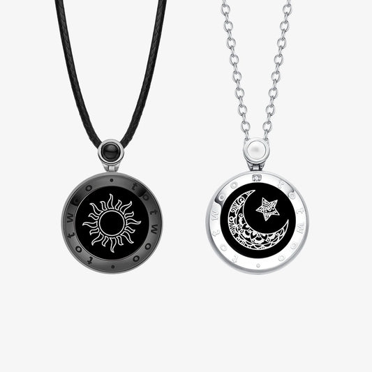 Sun & Moon Touch Necklaces  (Natural Agate Set for Two)