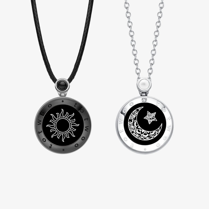 Sun & Moon Touch Necklaces  (Natural Agate Set for Two)