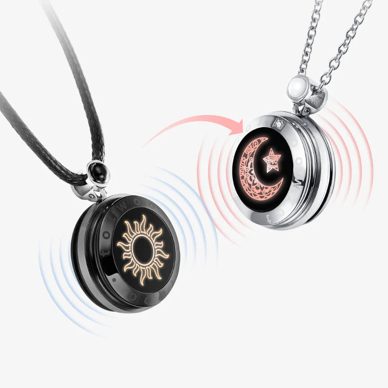 Sun & Moon Touch Necklaces  (Natural Agate Set for Two)