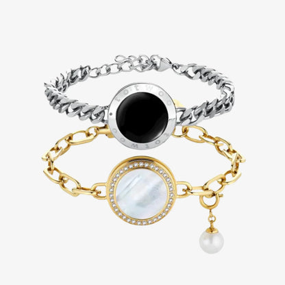 Soulmate 2.0 Touch Bracelets Set  (Silver Cuban Chain + Gold Paperclip Chain)