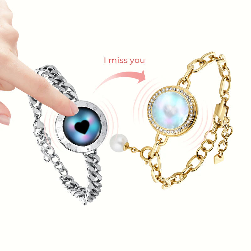 Soulmate 2.0 Touch Bracelets Set  (Silver Cuban Chain + Gold Paperclip Chain)