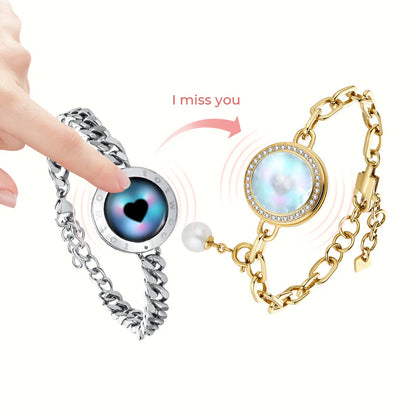 Soulmate 2.0 Touch Bracelets Set  (Silver Cuban Chain + Gold Paperclip Chain)